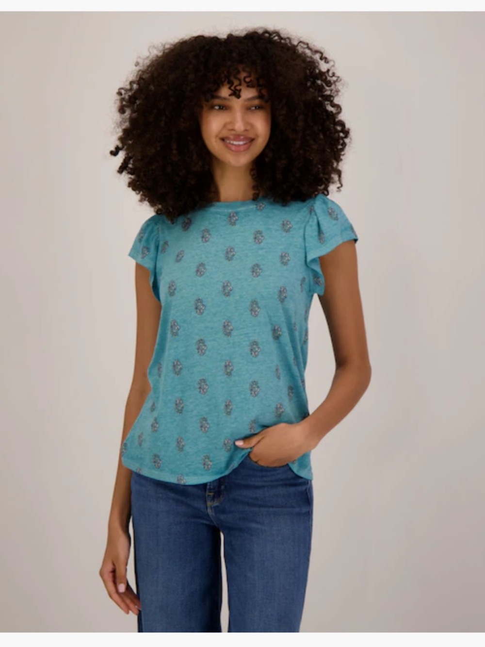 C & C California Women's Somerset Ruffle Sleeve Shirt Floral